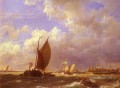 Dommelshuizen Cornelis Christiaan Un Dock éclairé par le soleil Hermanus Snr Koekkoek paysage marin bateau